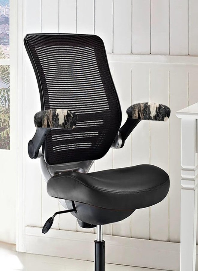 Wanzuoeng Office Chair Armrest Slipcovers Hibiscus Print Chair Arm Covers, Soft Comfy Desk Chair Slipcovers with Elastic Bands, Stretchable Gaming Chair Arm Protector, Set of 2 - Image 2